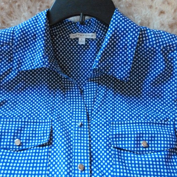 COPY - Notation's Polka Dot Button Down Collared Blouse szL - Picture 5 of 10